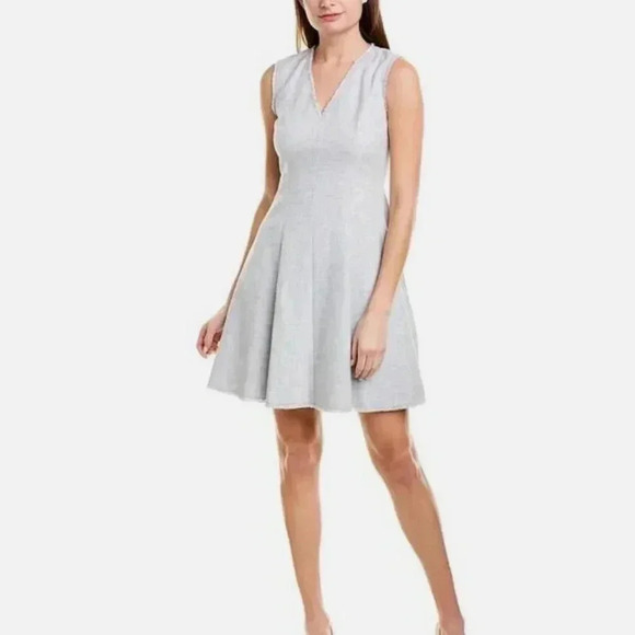 Rebecca Taylor Dresses & Skirts - Rebecca Taylor Slub Suiting Dress Grey Tweed A Line Dress Women's Size 8